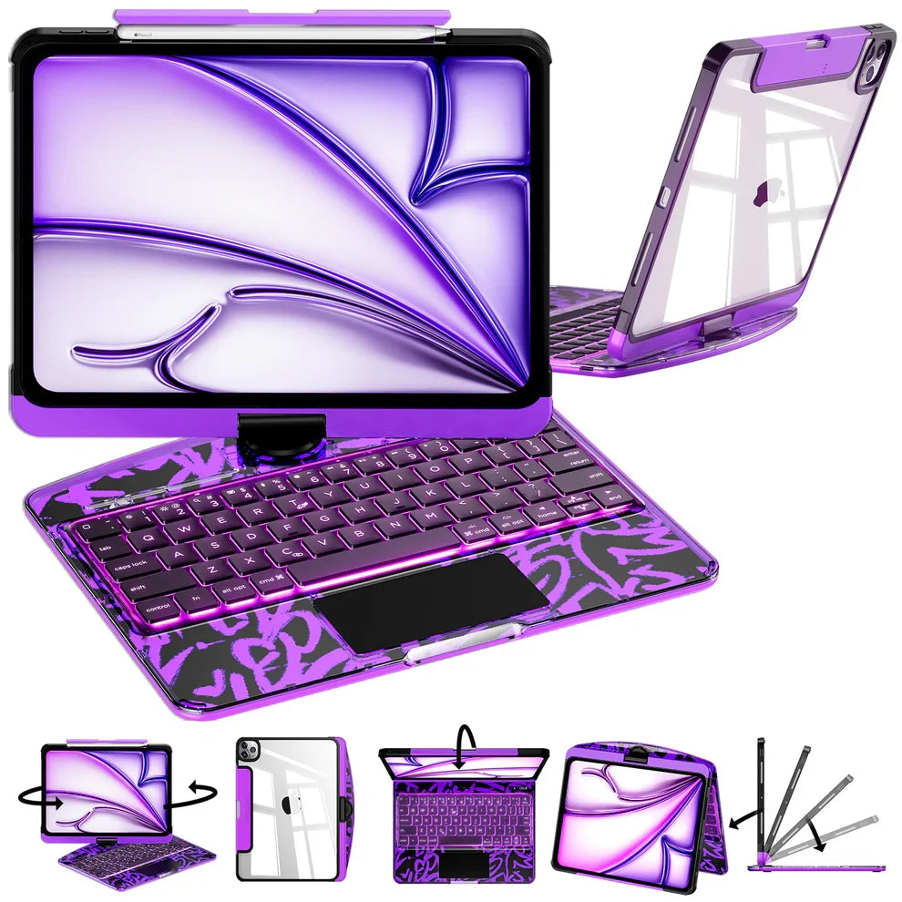 Transparent Black 360° Rotating iPad Keyboard Case