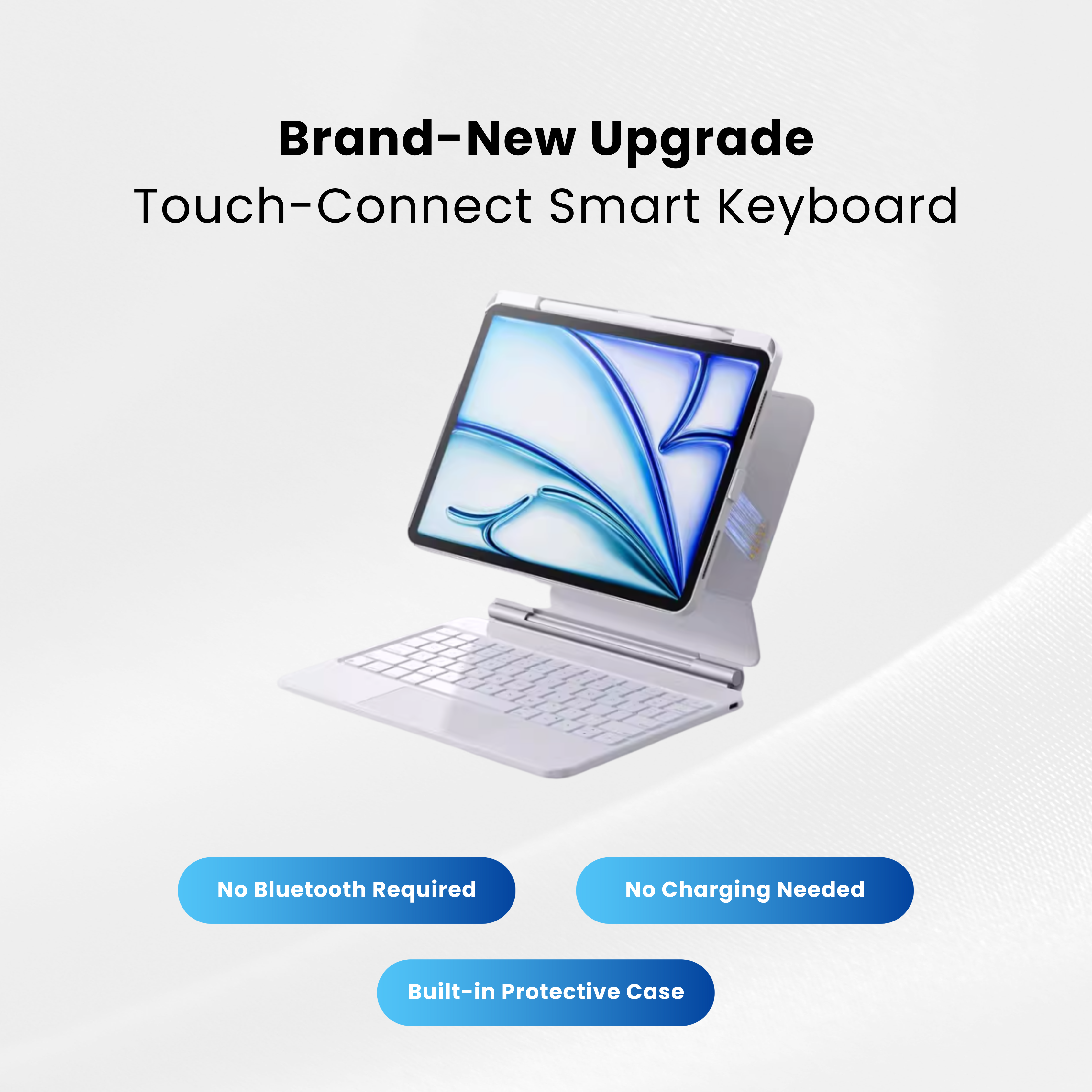 Touch-Connect iPad Keyboard Case (No Bluetooth Required)