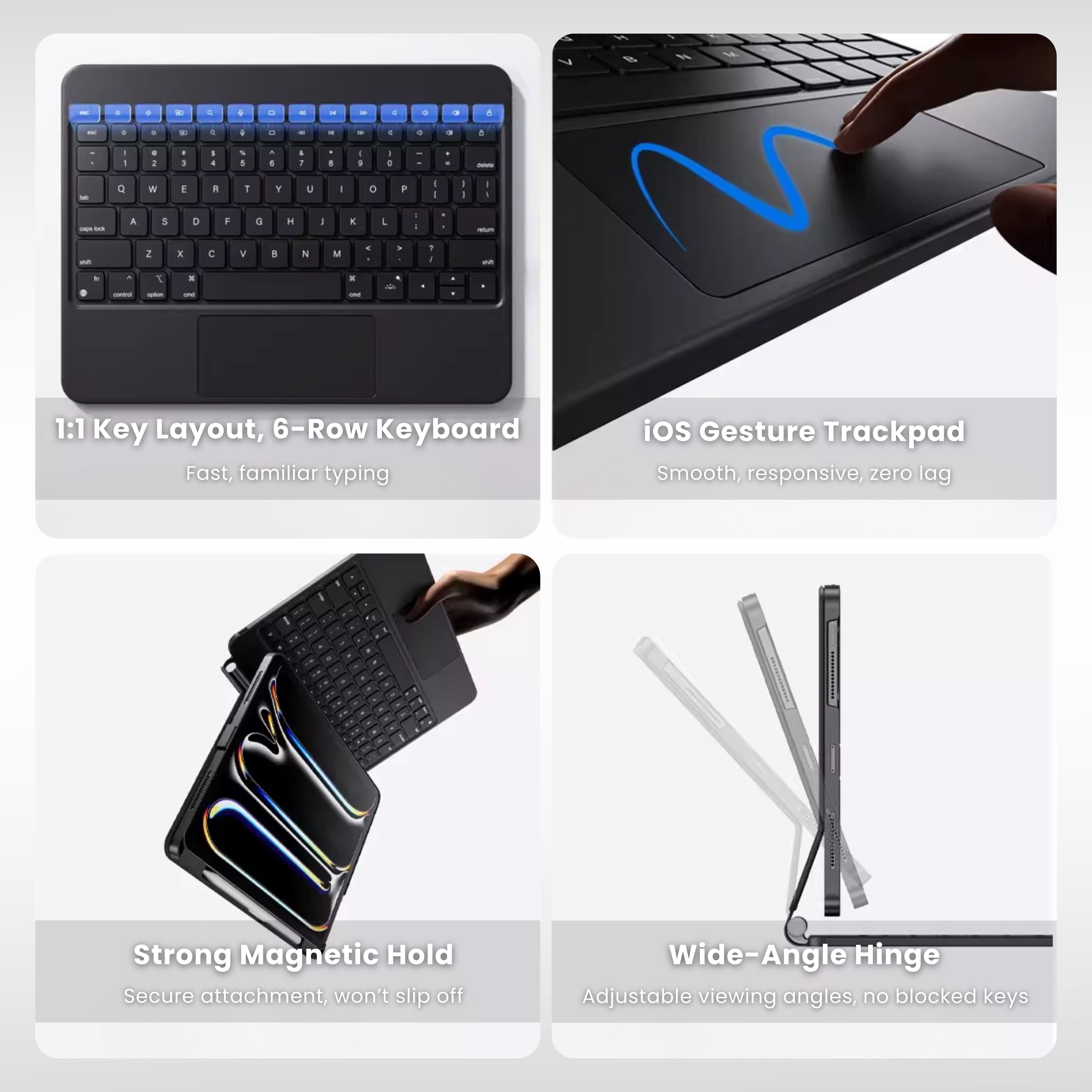 Touch-Connect iPad Keyboard Case (No Bluetooth Required)