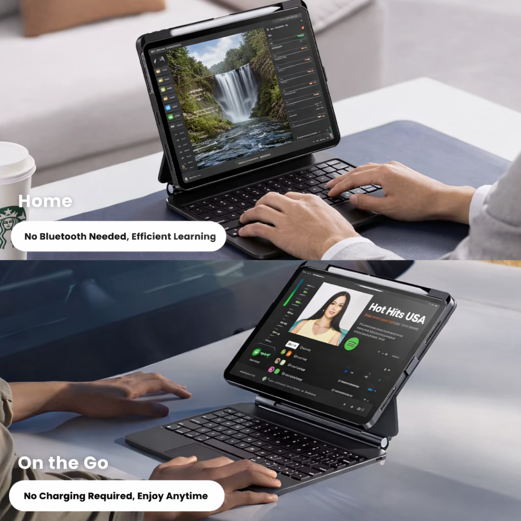 Touch-Connect iPad Keyboard Case (No Bluetooth Required)