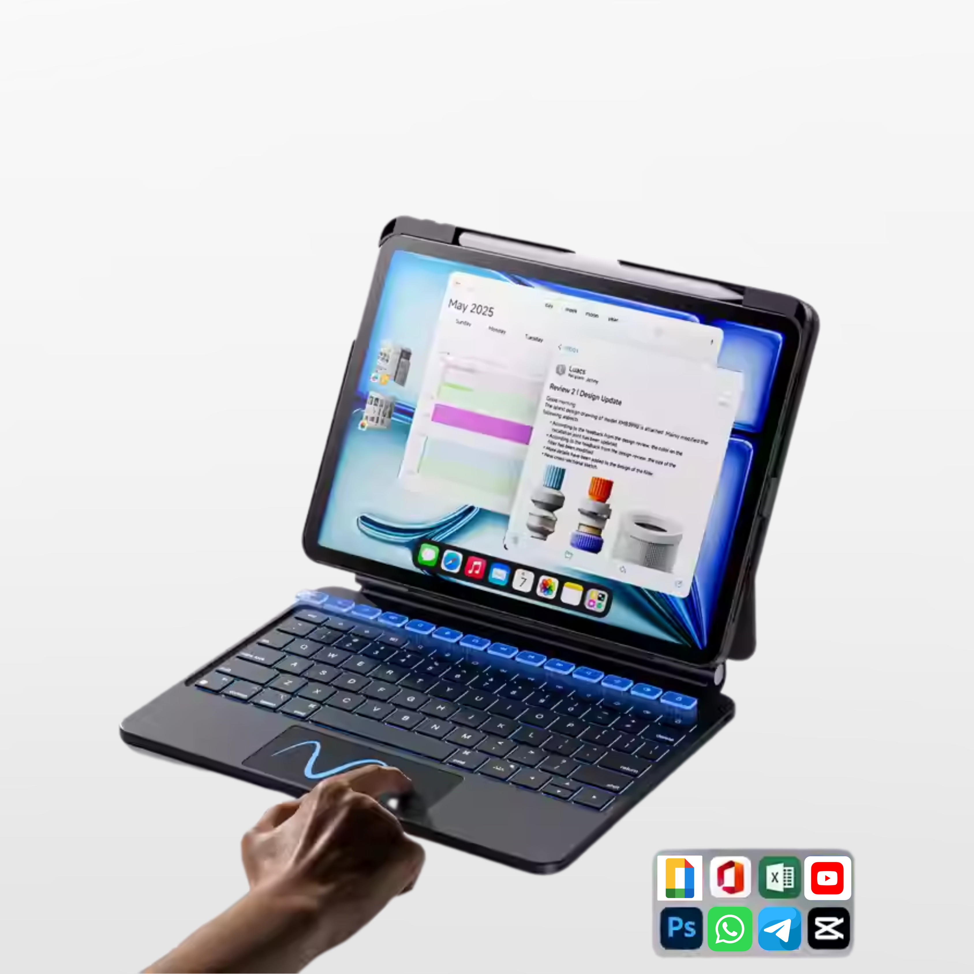Touch-Connect iPad Keyboard Case (No Bluetooth Required)