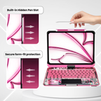Transparent Pink 360° Rotating iPad Keyboard Case