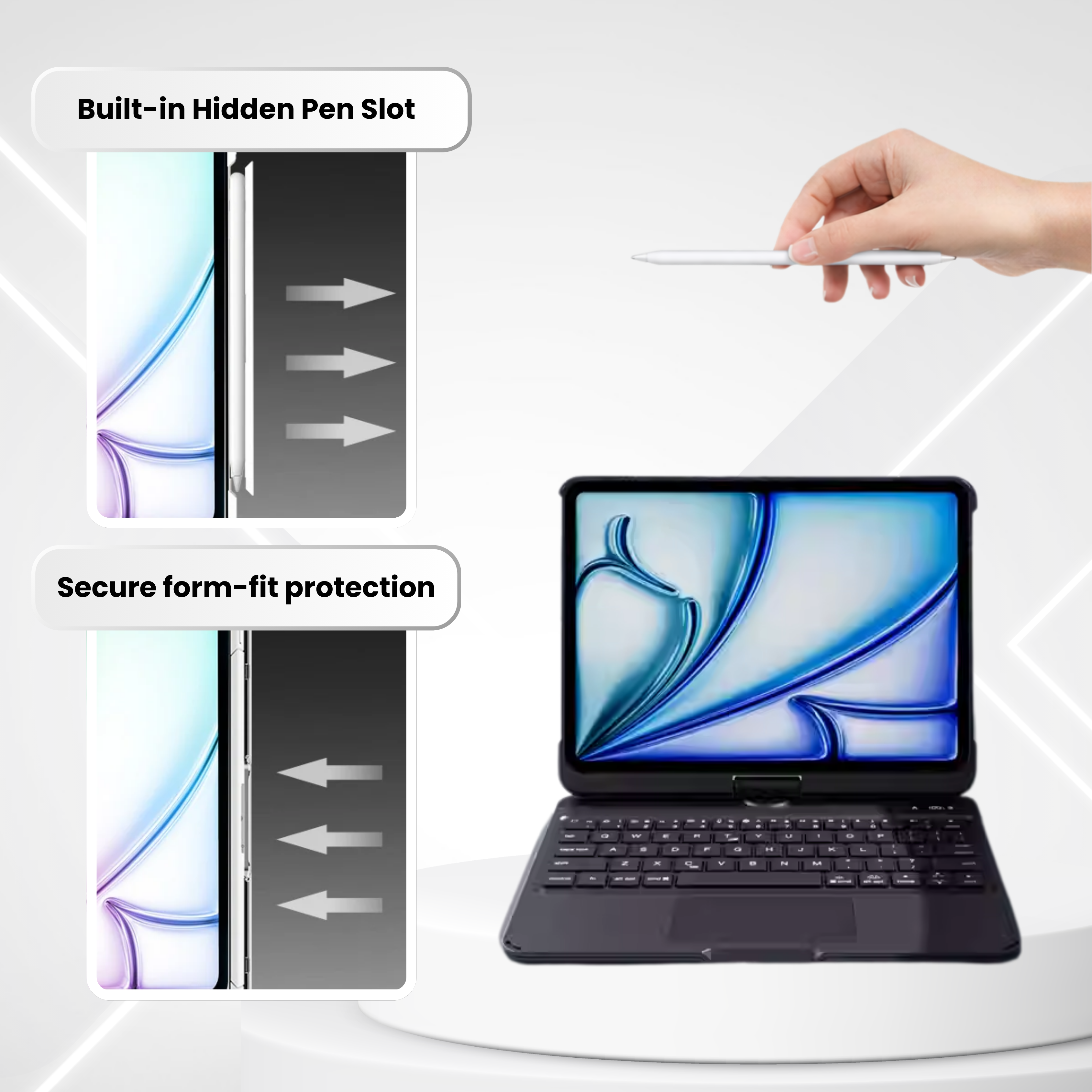 Black 360° Rotating iPad Keyboard Case