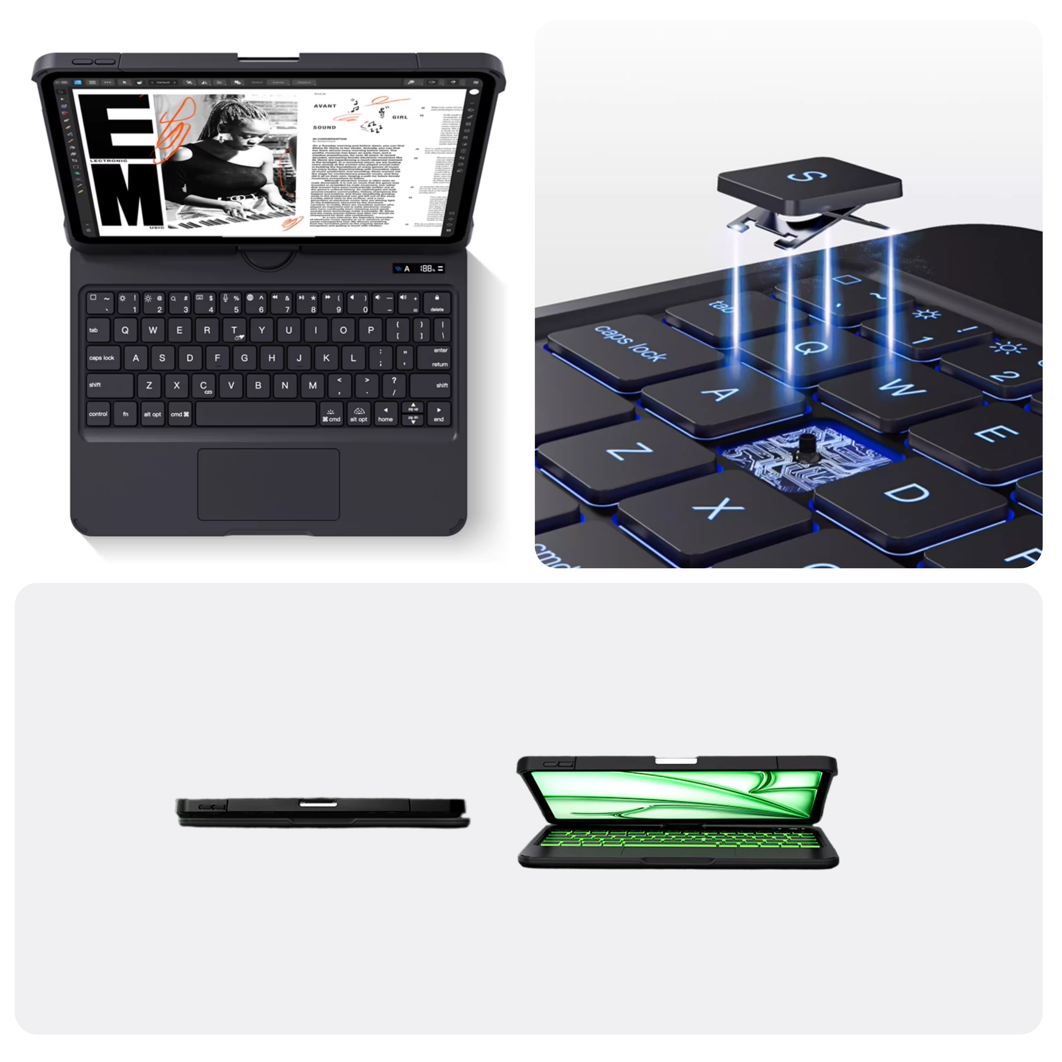 Black 360° Rotating iPad Keyboard Case