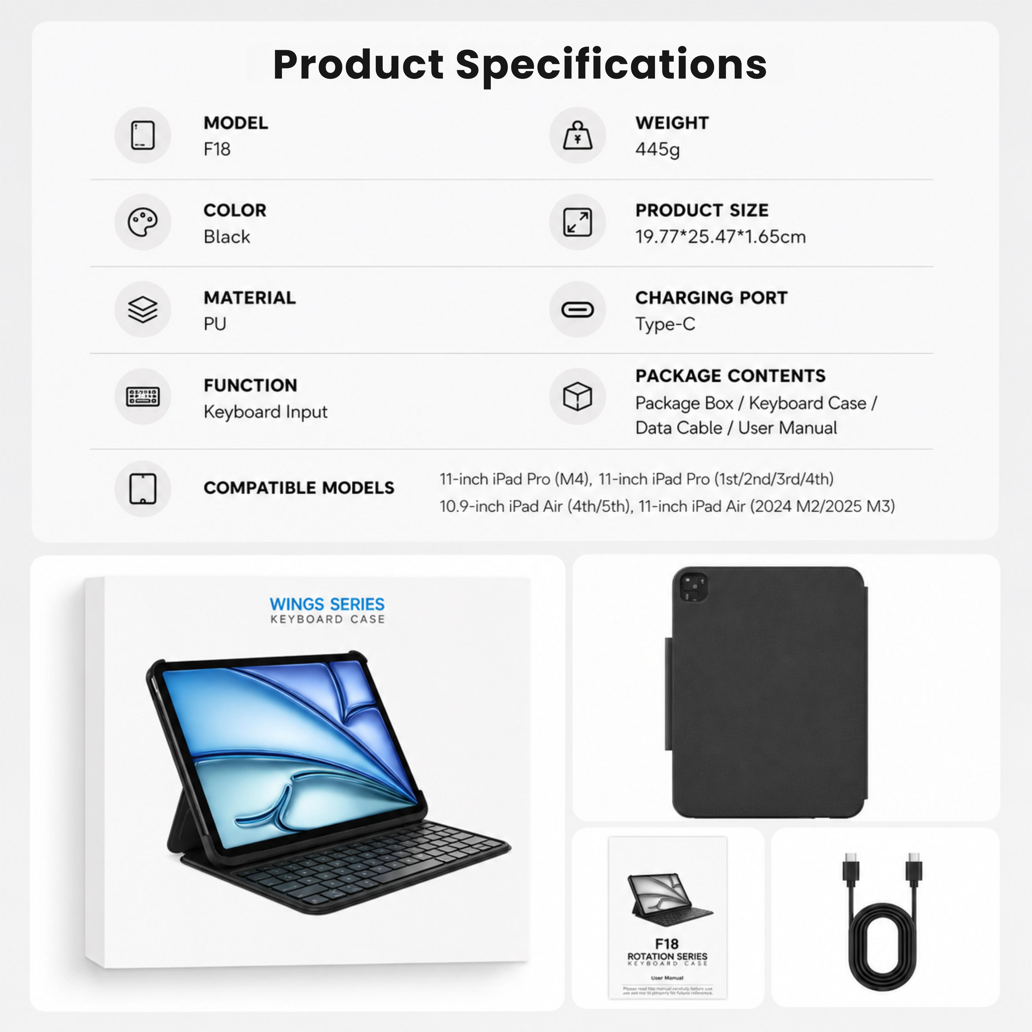 Lightweight Butterfly iPad Keyboard Case