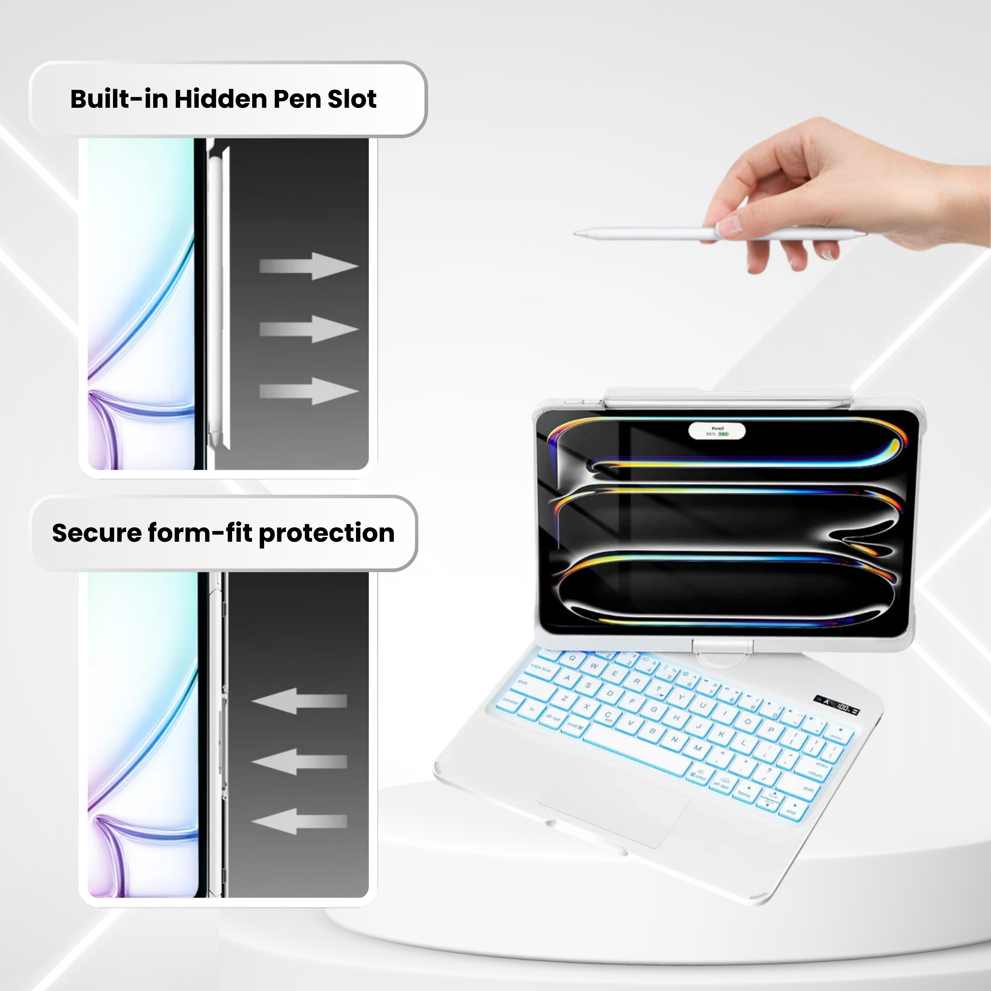White 360° Rotating iPad Keyboard Case