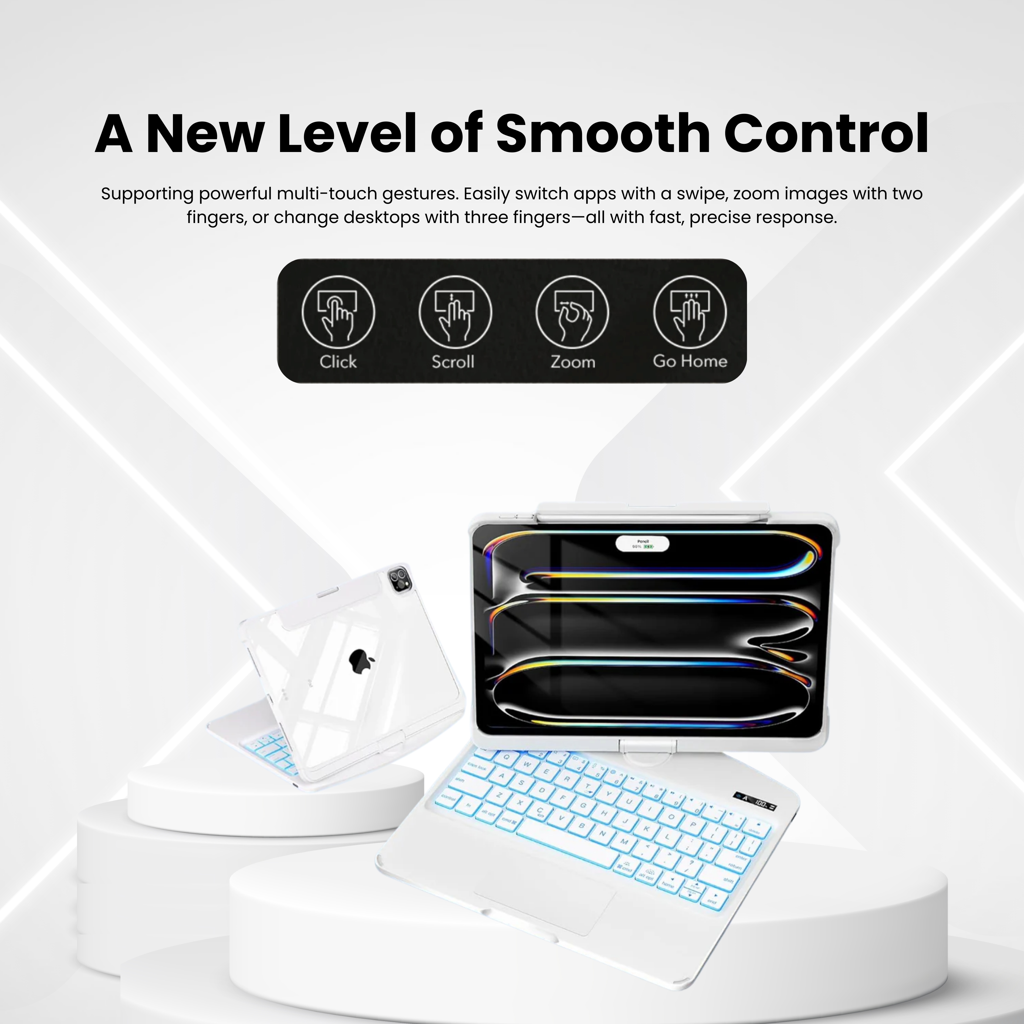 White 360° Rotating iPad Keyboard Case